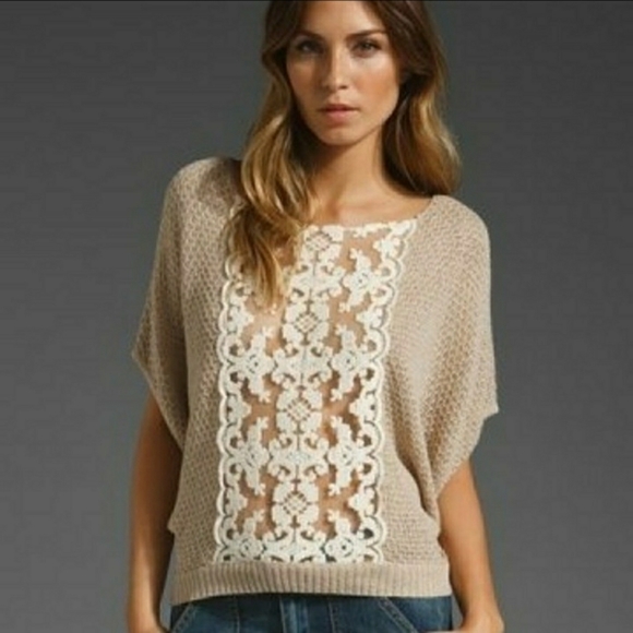 Free People Lurex Swit Lace Front Knit Top - Picture 13 of 14